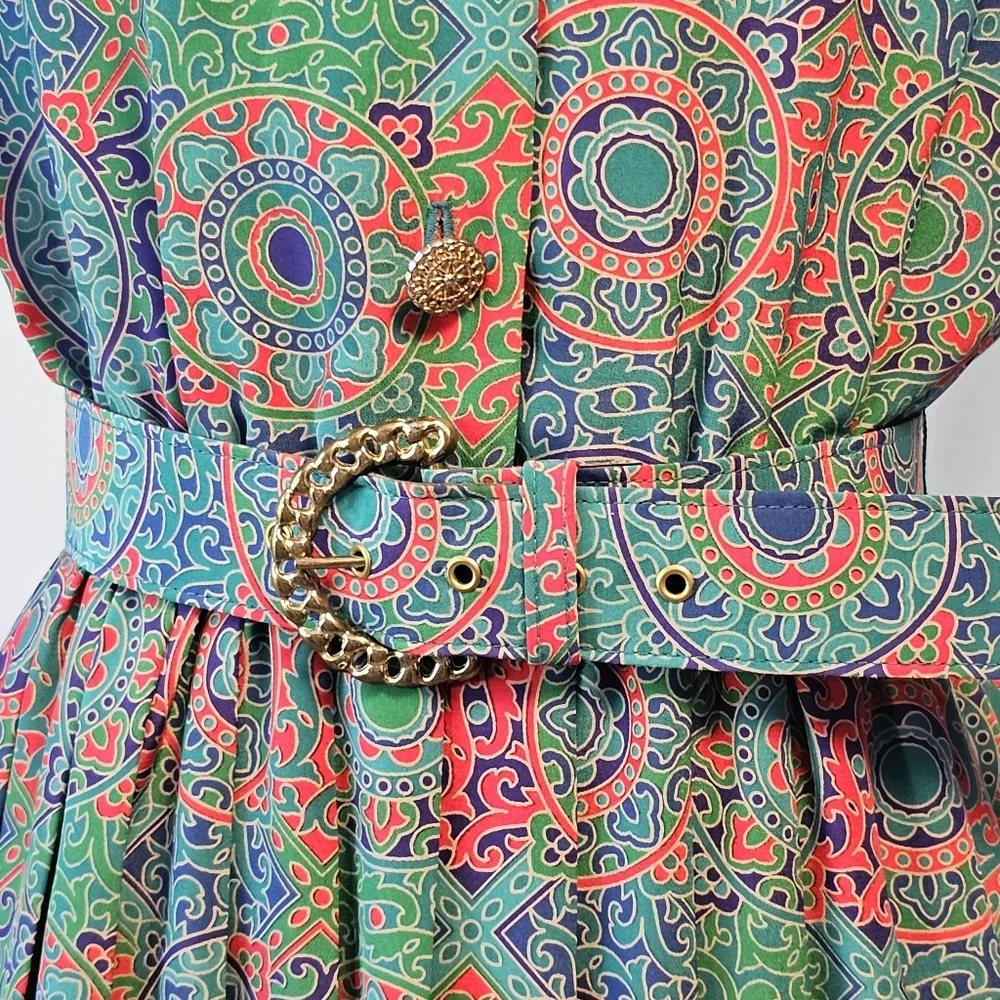 Vintage 1980s Leslie Fay Mandala Secretary Dress - Picture 4 of 15